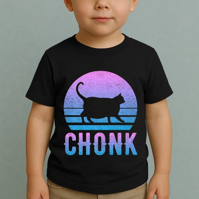 Chonk Gradient 90´S Funny Retro Fat Cat Meme Toddler T-Shirt