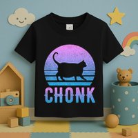 Chonk Gradient 90´S Funny Retro Fat Cat Meme Toddler T-Shirt