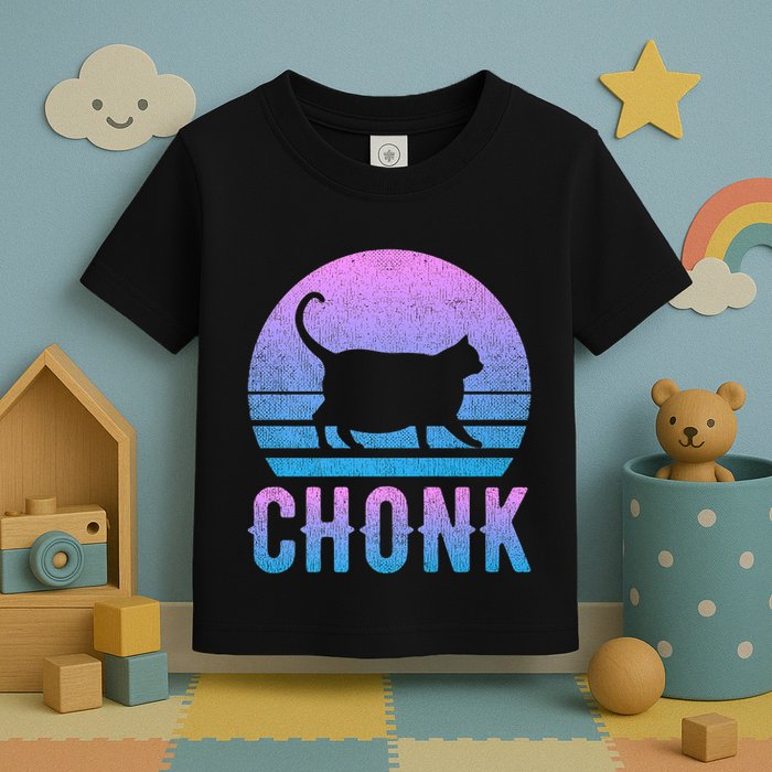 Chonk Gradient 90´S Funny Retro Fat Cat Meme Toddler T-Shirt