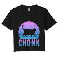 Chonk Gradient 90´S Funny Retro Fat Cat Meme Crop Top