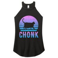 Chonk Gradient 90´S Funny Retro Fat Cat Meme Women's Perfect Tri Rocker Tank