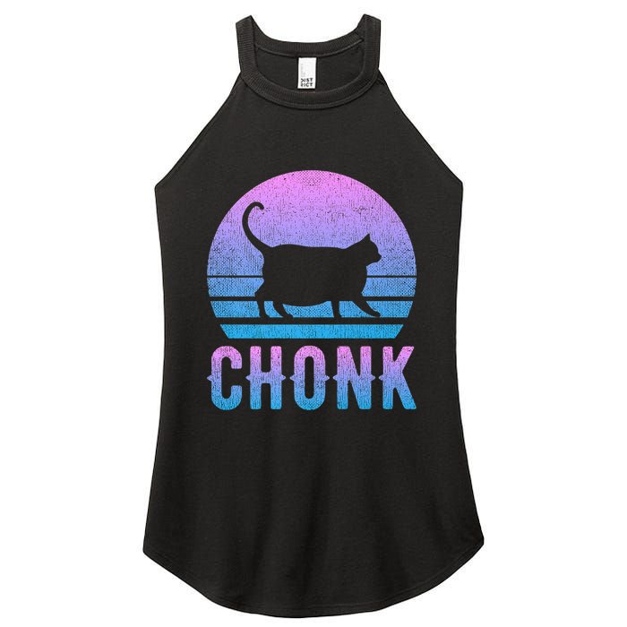 Chonk Gradient 90´S Funny Retro Fat Cat Meme Women's Perfect Tri Rocker Tank