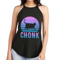 Chonk Gradient 90´S Funny Retro Fat Cat Meme Women's Perfect Tri Rocker Tank