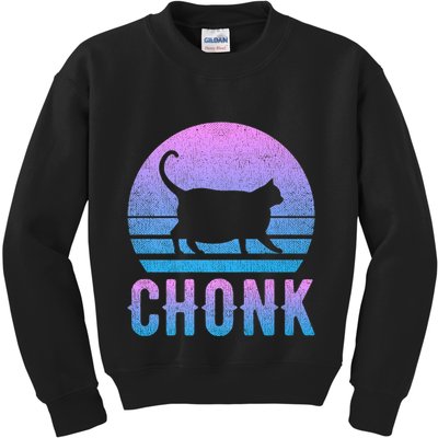 Chonk Gradient 90´S Funny Retro Fat Cat Meme Kids Sweatshirt