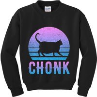 Chonk Gradient 90´S Funny Retro Fat Cat Meme Kids Sweatshirt