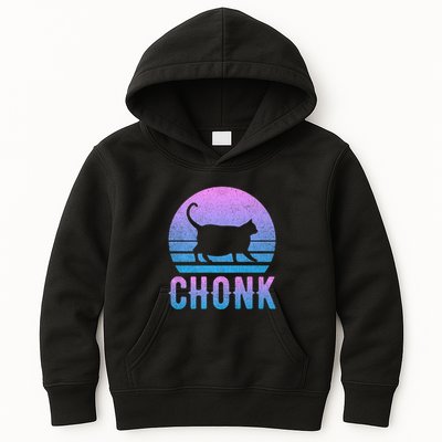 Chonk Gradient 90´S Funny Retro Fat Cat Meme Kids Hoodie