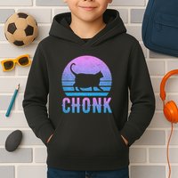 Chonk Gradient 90´S Funny Retro Fat Cat Meme Kids Hoodie