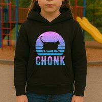 Chonk Gradient 90´S Funny Retro Fat Cat Meme Kids Hoodie