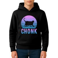 Chonk Gradient 90´S Funny Retro Fat Cat Meme Kids Hoodie