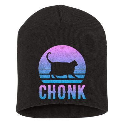 Chonk Gradient 90´S Funny Retro Fat Cat Meme Short Acrylic Beanie