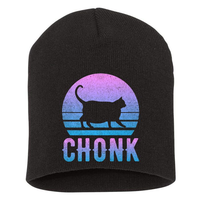 Chonk Gradient 90´S Funny Retro Fat Cat Meme Short Acrylic Beanie