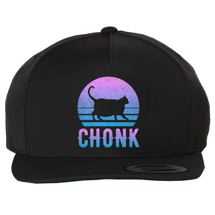 Chonk Gradient 90´S Funny Retro Fat Cat Meme Wool Snapback Cap