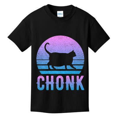 Chonk Gradient 90´S Funny Retro Fat Cat Meme Kids T-Shirt