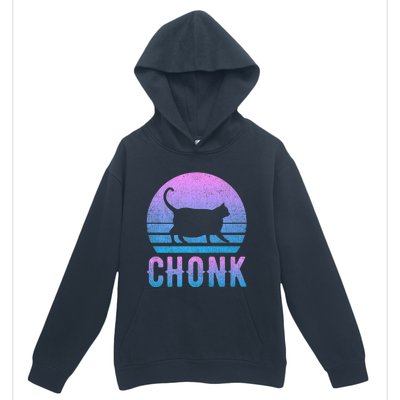 Chonk Gradient 90´S Funny Retro Fat Cat Meme Urban Pullover Hoodie