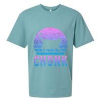 Chonk Gradient 90´S Funny Retro Fat Cat Meme Sueded Cloud Jersey T-Shirt