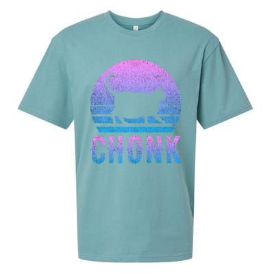 Chonk Gradient 90´S Funny Retro Fat Cat Meme Sueded Cloud Jersey T-Shirt