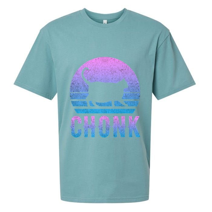 Chonk Gradient 90´S Funny Retro Fat Cat Meme Sueded Cloud Jersey T-Shirt
