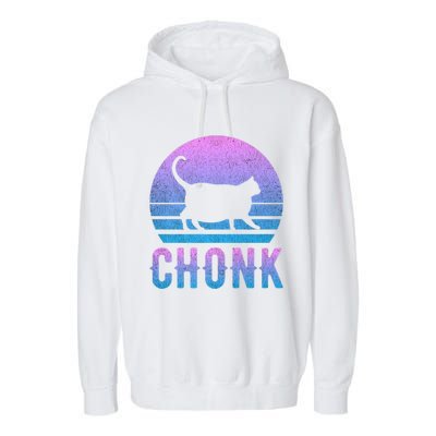 Chonk Gradient 90´S Funny Retro Fat Cat Meme Garment-Dyed Fleece Hoodie