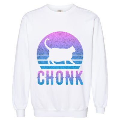 Chonk Gradient 90´S Funny Retro Fat Cat Meme Garment-Dyed Sweatshirt