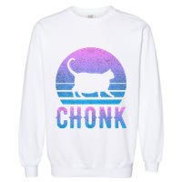 Chonk Gradient 90´S Funny Retro Fat Cat Meme Garment-Dyed Sweatshirt