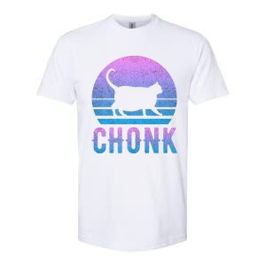 Chonk Gradient 90´S Funny Retro Fat Cat Meme Softstyle CVC T-Shirt