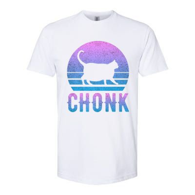 Chonk Gradient 90´S Funny Retro Fat Cat Meme Softstyle CVC T-Shirt