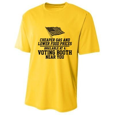 Cheaper Gas And Lower For Prices Available At A Voting Booth Near You Youth Performance Sprint T-Shirt