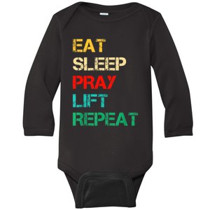 Christian Gym And Jesus Gym For Eat Sleep Pray Repeat Baby Long Sleeve Bodysuit