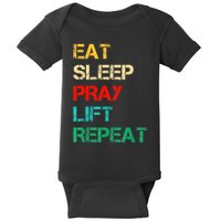 Christian Gym And Jesus Gym For Eat Sleep Pray Repeat Baby Bodysuit