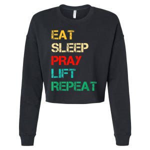 Christian Gym And Jesus Gym For Eat Sleep Pray Repeat Cropped Pullover Crew