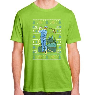 Cringey Golf Art Funny Ugly Christmas Sweater Style Golfing Gift Adult ChromaSoft Performance T-Shirt