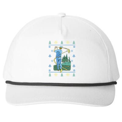 Cringey Golf Art Funny Ugly Christmas Sweater Style Golfing Gift Snapback Five-Panel Rope Hat