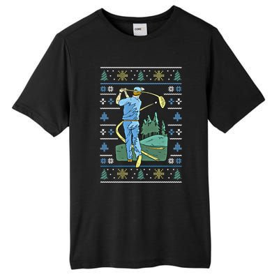 Cringey Golf Art Funny Ugly Christmas Sweater Style Golfing Gift Tall Fusion ChromaSoft Performance T-Shirt