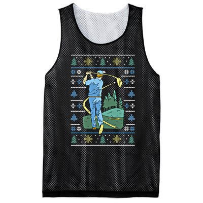 Cringey Golf Art Funny Ugly Christmas Sweater Style Golfing Gift Mesh Reversible Basketball Jersey Tank