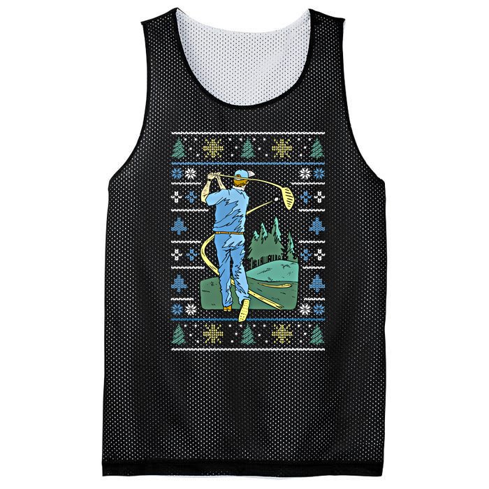 Cringey Golf Art Funny Ugly Christmas Sweater Style Golfing Gift Mesh Reversible Basketball Jersey Tank