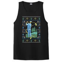 Cringey Golf Art Funny Ugly Christmas Sweater Style Golfing Gift PosiCharge Competitor Tank