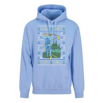 Cringey Golf Art Funny Ugly Christmas Sweater Style Golfing Gift Unisex Surf Hoodie