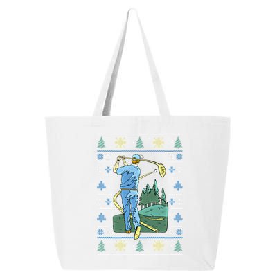 Cringey Golf Art Funny Ugly Christmas Sweater Style Golfing Gift 25L Jumbo Tote