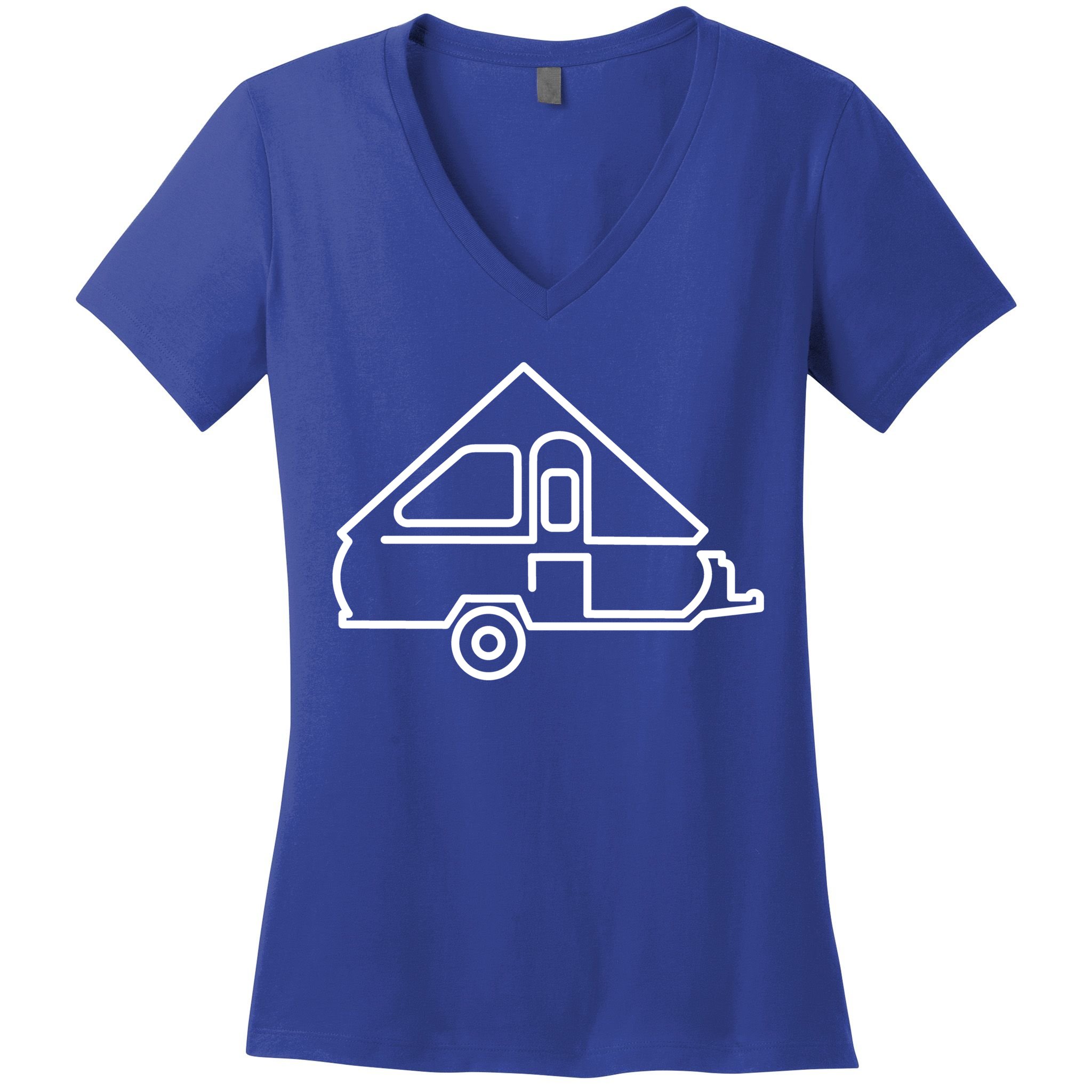 Camping Gift Aliner Travel Trailer Afunny Giftframe Camper Women's V-Neck T-Shirt