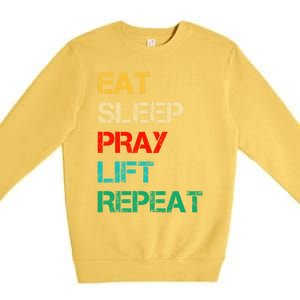 Christian Gym And Jesus Gym For Eat Sleep Pray Repeat Gift Premium Crewneck Sweatshirt