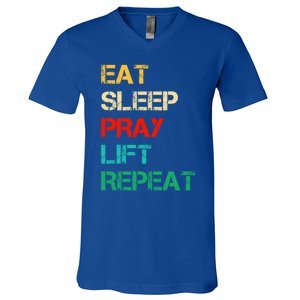 Christian Gym And Jesus Gym For Eat Sleep Pray Repeat Gift V-Neck T-Shirt