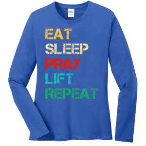 Christian Gym And Jesus Gym For Eat Sleep Pray Repeat Gift Ladies Long Sleeve Shirt