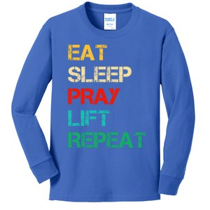 Christian Gym And Jesus Gym For Eat Sleep Pray Repeat Gift Kids Long Sleeve Shirt