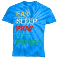 Christian Gym And Jesus Gym For Eat Sleep Pray Repeat Gift Kids Tie-Dye T-Shirt