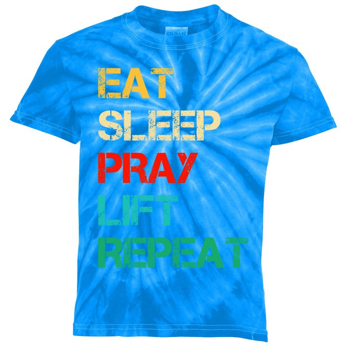 Christian Gym And Jesus Gym For Eat Sleep Pray Repeat Gift Kids Tie-Dye T-Shirt