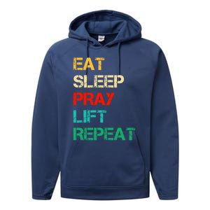 Christian Gym And Jesus Gym For Eat Sleep Pray Repeat Gift Performance Fleece Hoodie