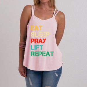 Christian Gym And Jesus Gym For Eat Sleep Pray Repeat Gift Women's Strappy Tank