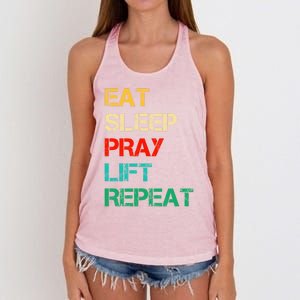 Christian Gym And Jesus Gym For Eat Sleep Pray Repeat Gift Women's Knotted Racerback Tank