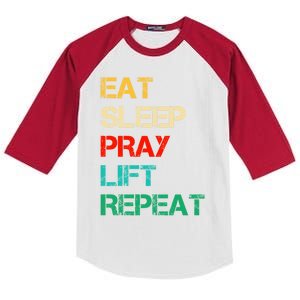 Christian Gym And Jesus Gym For Eat Sleep Pray Repeat Gift Kids Colorblock Raglan Jersey