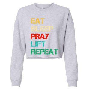 Christian Gym And Jesus Gym For Eat Sleep Pray Repeat Gift Cropped Pullover Crew